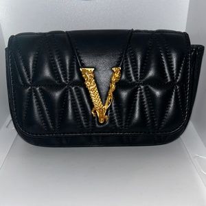 Versace Virtus Quilted Medallion Shoulder Bag